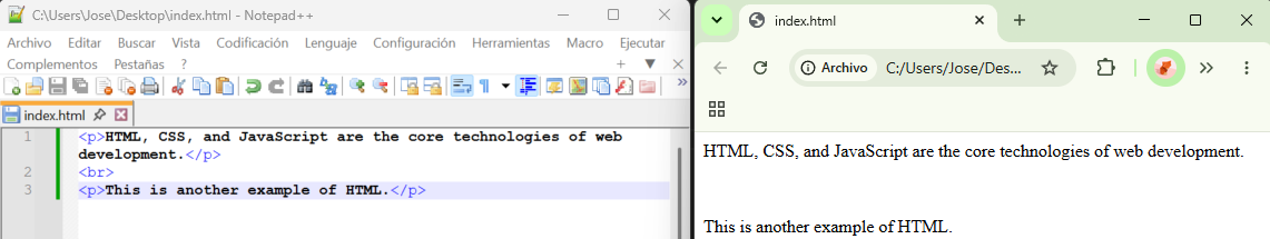 Etiquetas y como se muestra en el navegador
